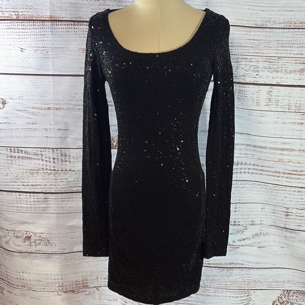 Elegant Black Sequin Dress‎